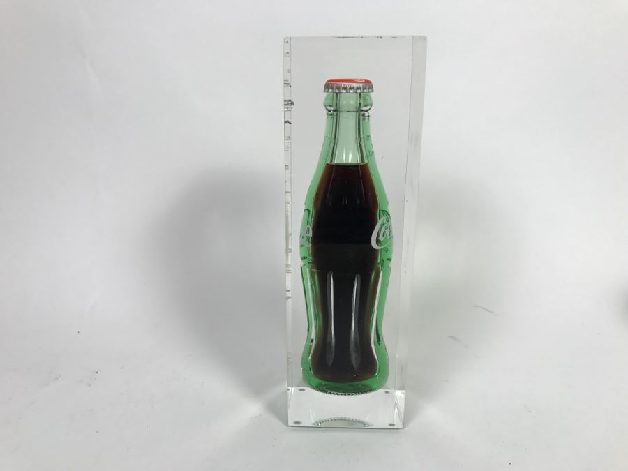 Vintage Actual Coca-Cola Glass Bottle Filled With Coke Encapsulated In Acrylic Display [Photo 8]