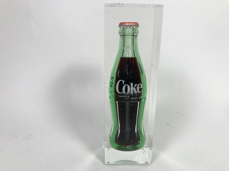 Vintage Actual Coca-Cola Glass Bottle Filled With Coke Encapsulated In Acrylic Display [Photo 9]
