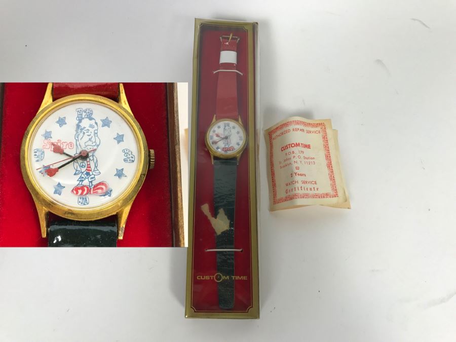 New In Box Original Vintage Spiro Agnew Watch By Custom Time [Photo 1]