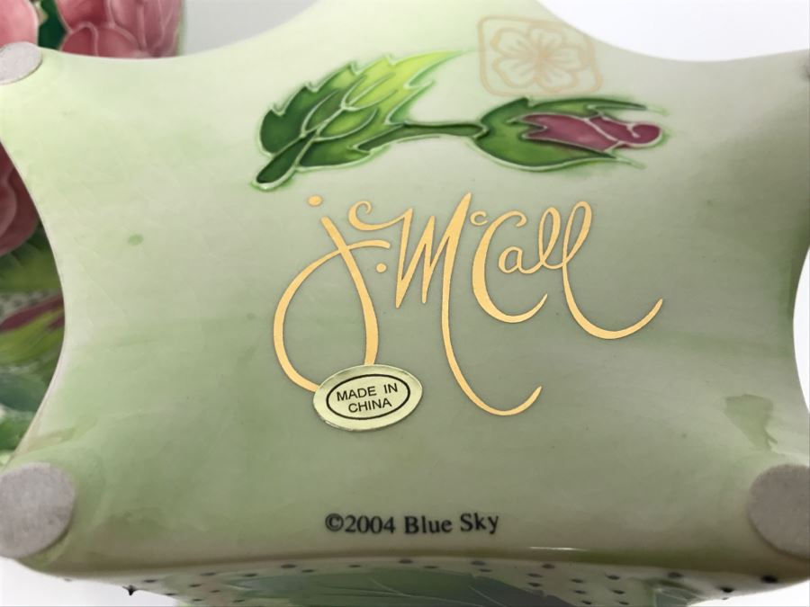 Pair Of J. McCall Blue Sky Vases Floral Motif [Photo 5]