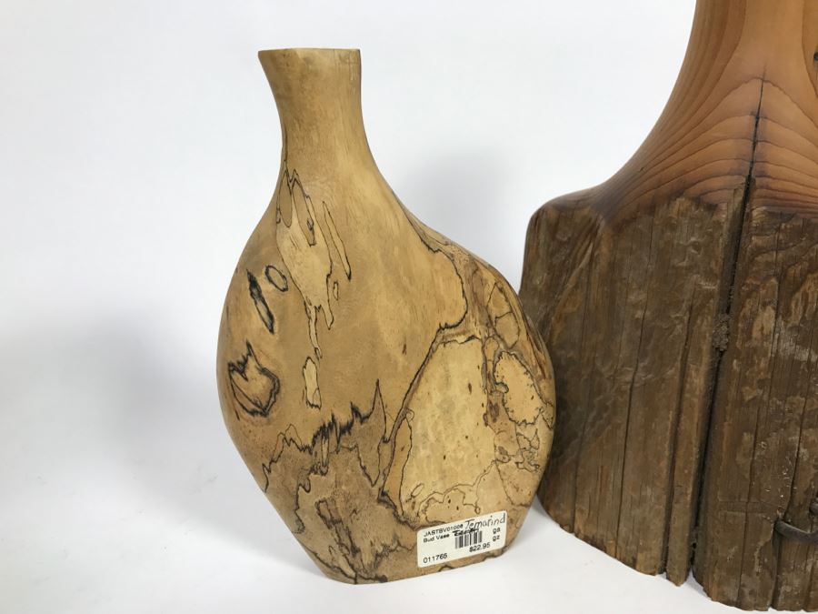 Set Of (3) Handcrafted Wooden Decorative Vases [Photo 10]