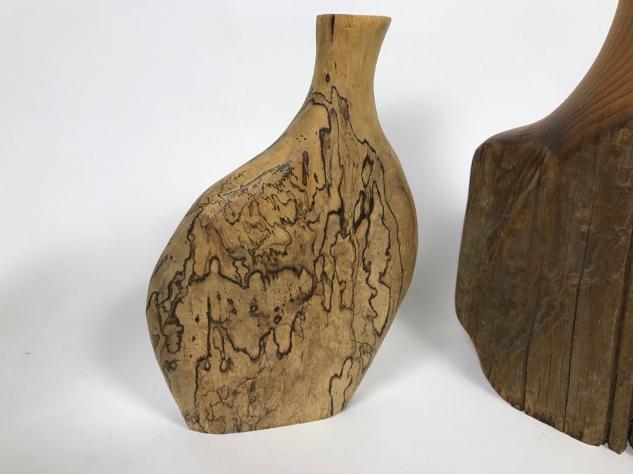 Set Of (3) Handcrafted Wooden Decorative Vases [Photo 9]