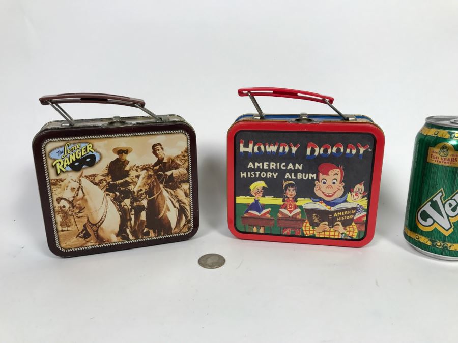 Pair Of Miniature Reproduction Metal Lunch Boxes Howdy Doody And The Lone Ranger [Photo 2]