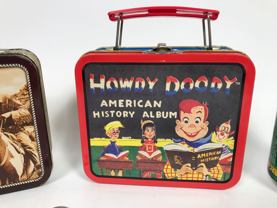Pair Of Miniature Reproduction Metal Lunch Boxes Howdy Doody And The Lone Ranger [Photo 3]
