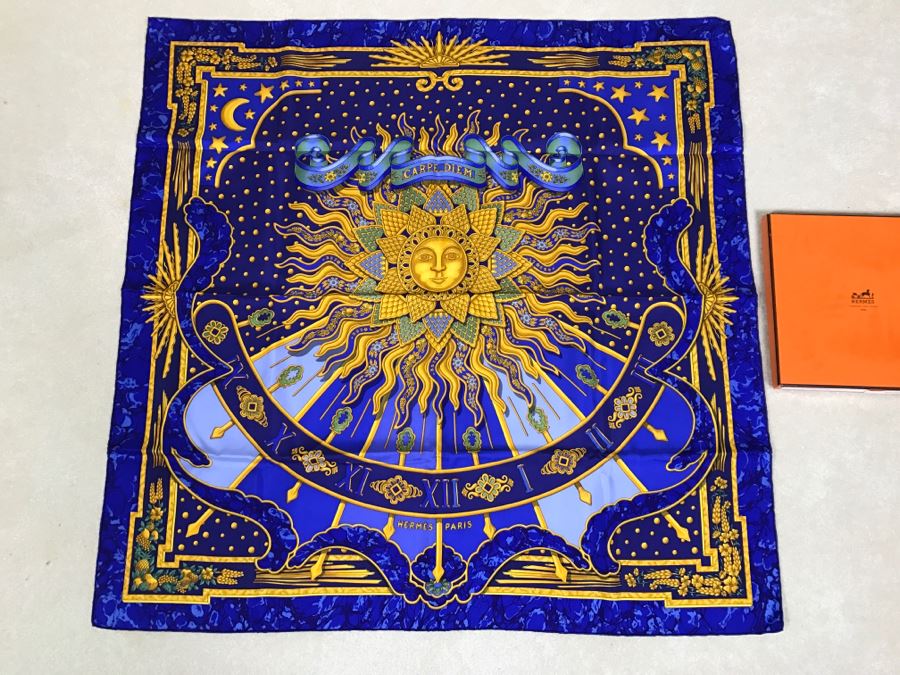 Hermès Silk Scarf 'Carpe Diem' With Box Hermes  [Photo 11]