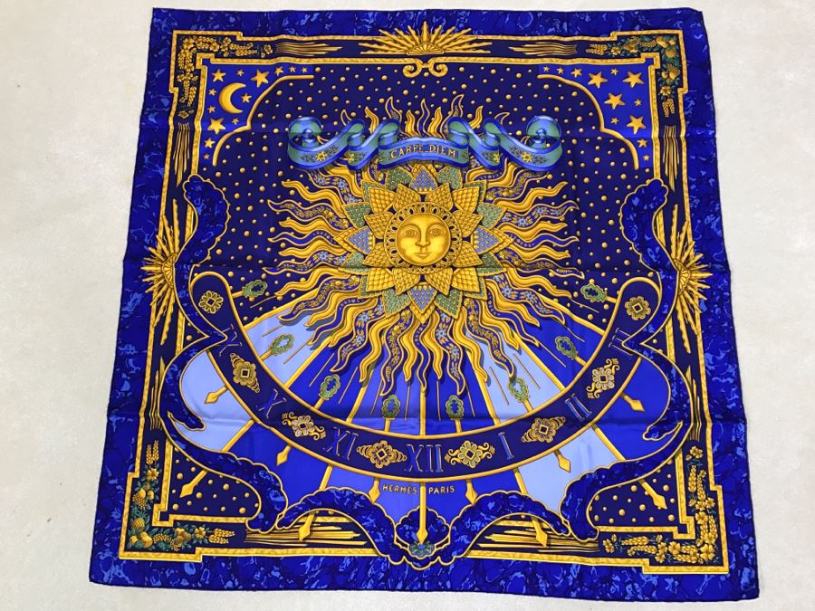 Hermès Silk Scarf 'Carpe Diem' With Box Hermes  [Photo 3]