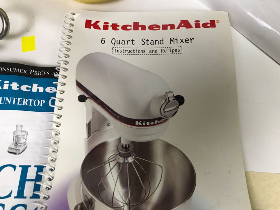 White KitchenAid Professional 6 Quart Stand Mixer With Yellow Ultra Power Plus 7 Hand Held Mixer [Photo 4]