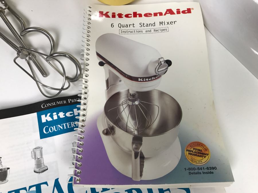 White KitchenAid Professional 6 Quart Stand Mixer With Yellow Ultra Power Plus 7 Hand Held Mixer [Photo 13]