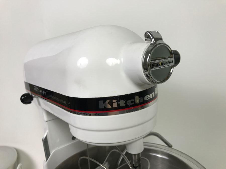 White KitchenAid Professional 6 Quart Stand Mixer With Yellow Ultra Power Plus 7 Hand Held Mixer [Photo 6]