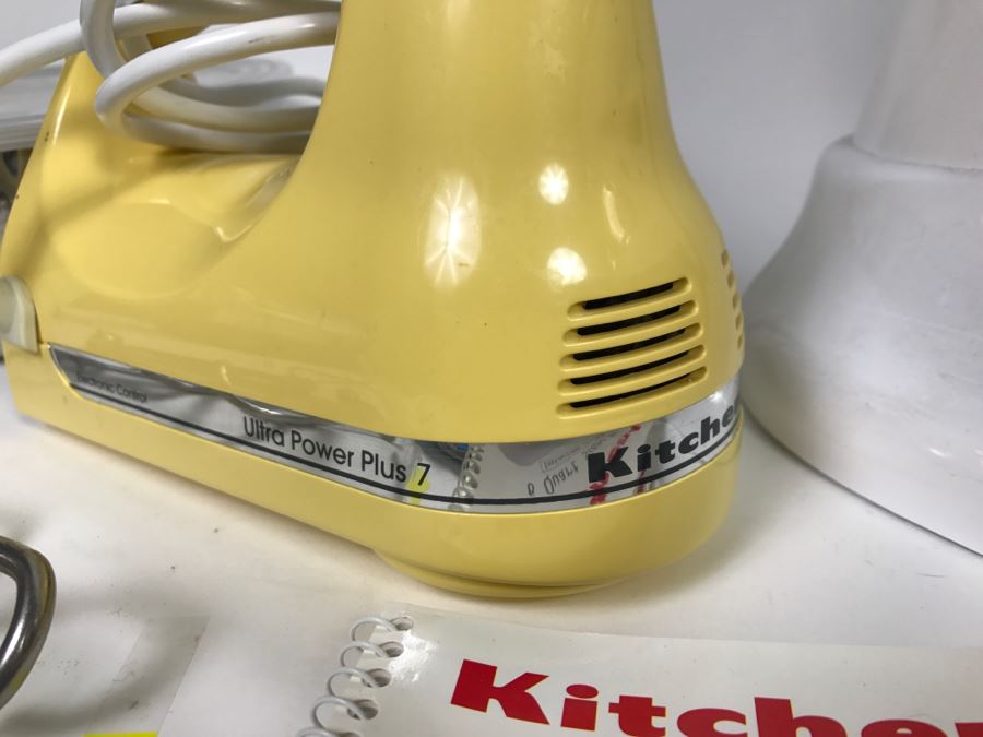 White KitchenAid Professional 6 Quart Stand Mixer With Yellow Ultra Power Plus 7 Hand Held Mixer [Photo 12]