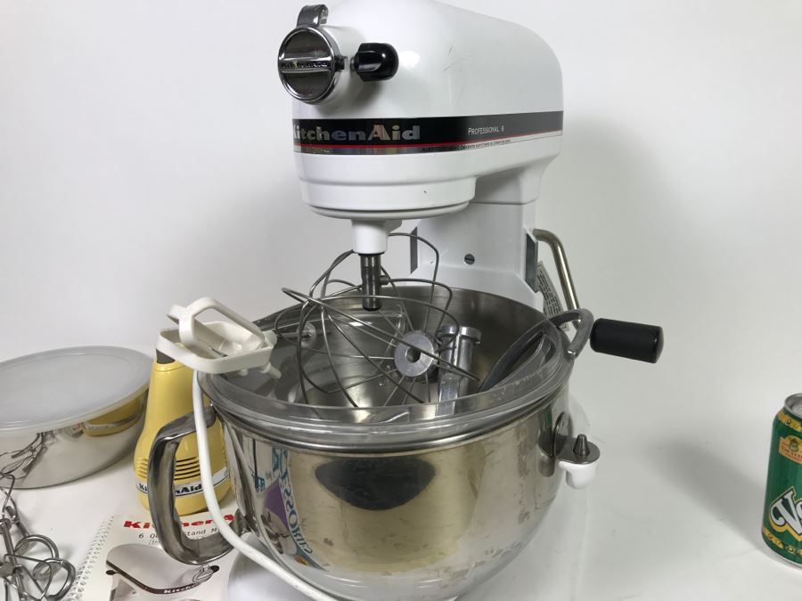 White KitchenAid Professional 6 Quart Stand Mixer With Yellow Ultra Power Plus 7 Hand Held Mixer [Photo 16]