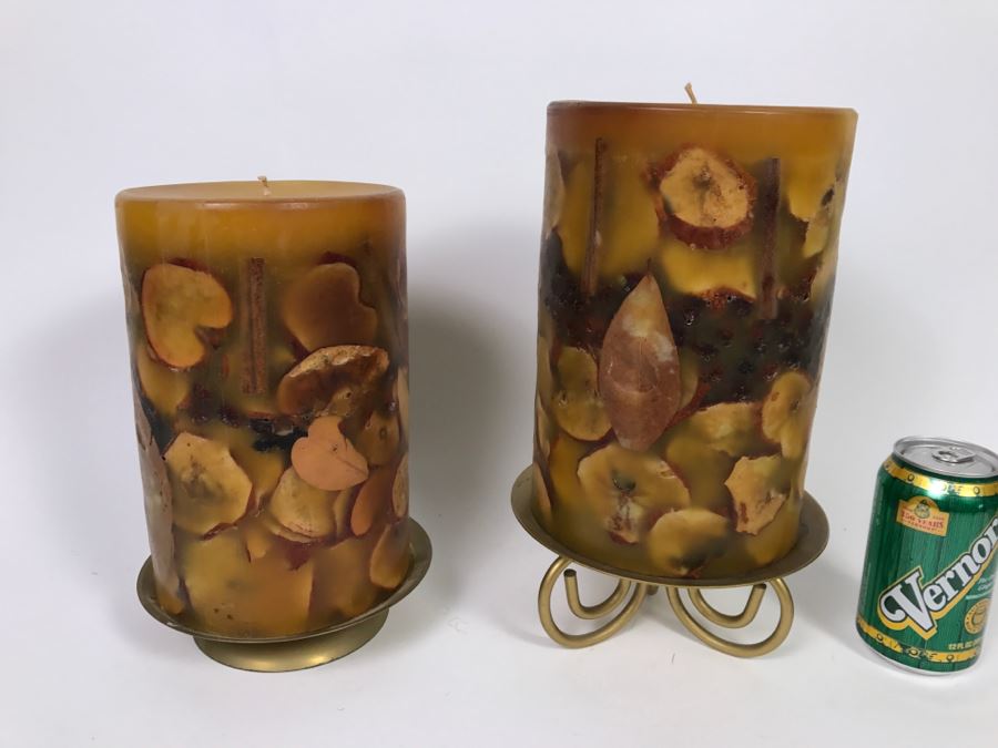 Pair Of Large Boutique Candles With Metal Candle Holders [Photo 1]