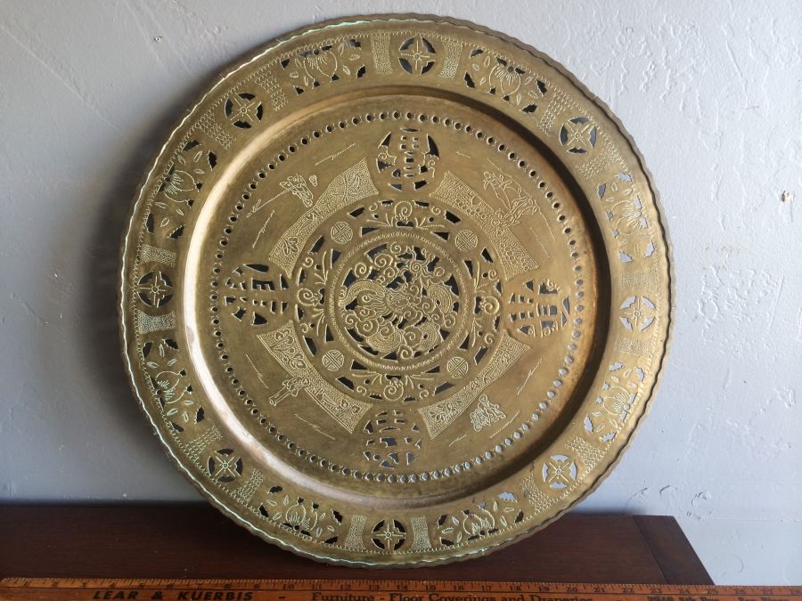 Engraved and Cut Brass Decorative Charger Wall Hanging Plate [Photo 4]