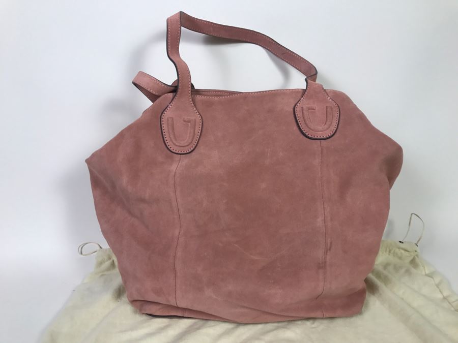 New G.I.L.I. Got It Love It Pink Suede Leather Handbag With Dust Jacket [Photo 3]
