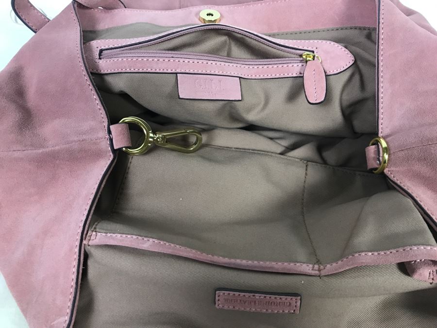 New G.I.L.I. Got It Love It Pink Suede Leather Handbag With Dust Jacket [Photo 5]