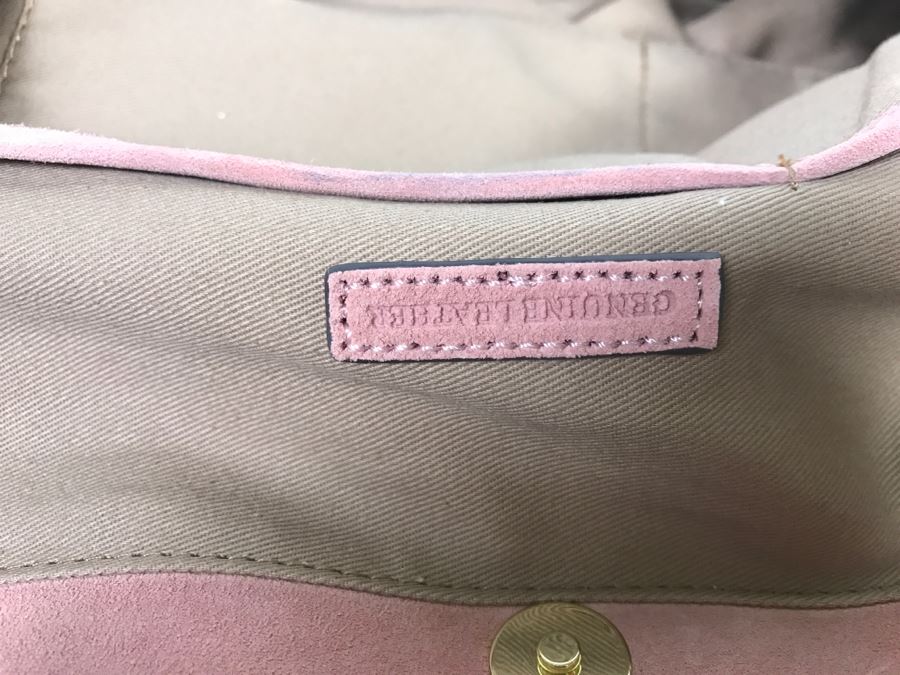 New G.I.L.I. Got It Love It Pink Suede Leather Handbag With Dust Jacket [Photo 7]