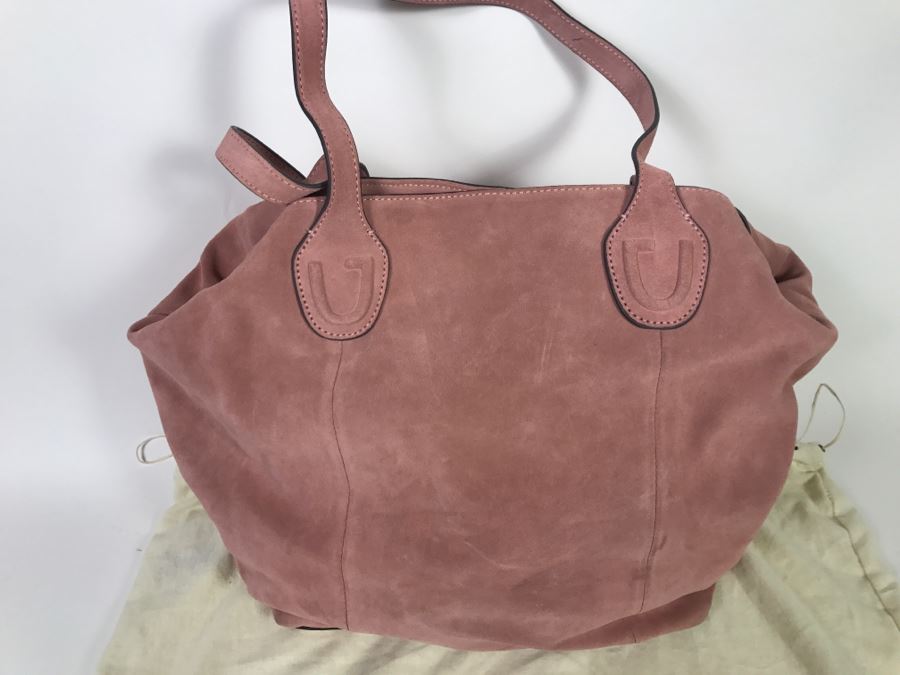 New G.I.L.I. Got It Love It Pink Suede Leather Handbag With Dust Jacket [Photo 4]