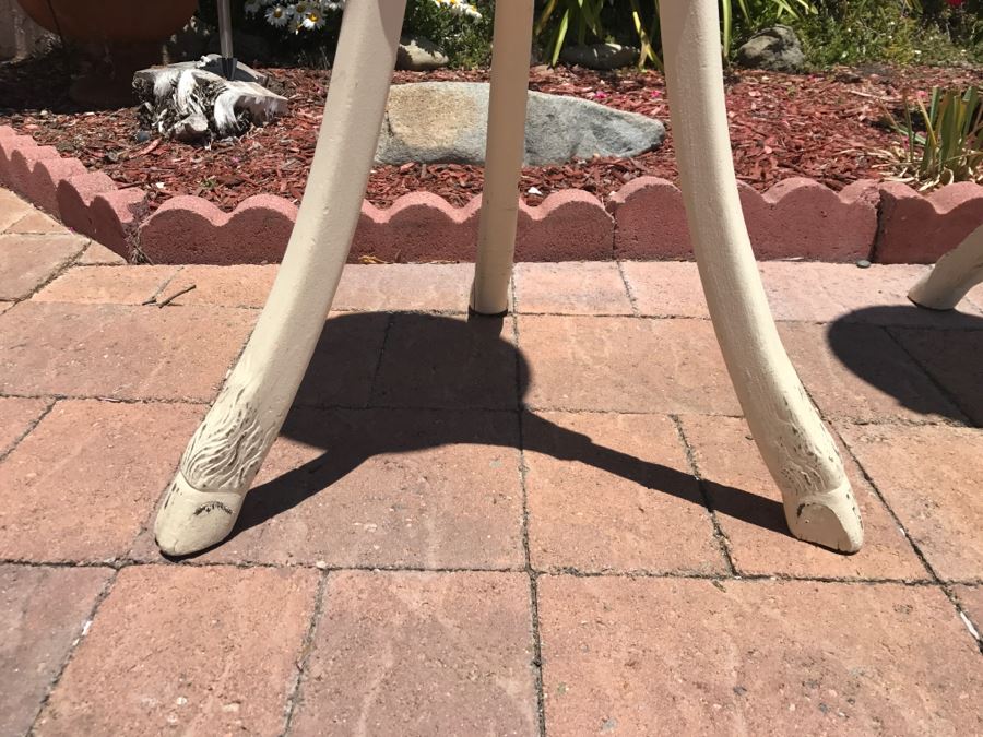 Pair Of Antique Pedestal Tables Painted Distressed White [Photo 7]