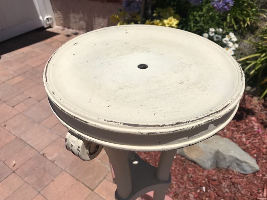 Pair Of Antique Pedestal Tables Painted Distressed White [Photo 5]