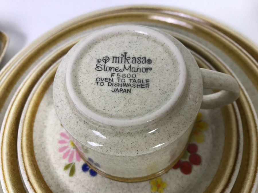 Mikasa Stone Manor Floribunda Pattern Dishes, Butter Dish, Covered Pot And Coffee Pot [Photo 3]