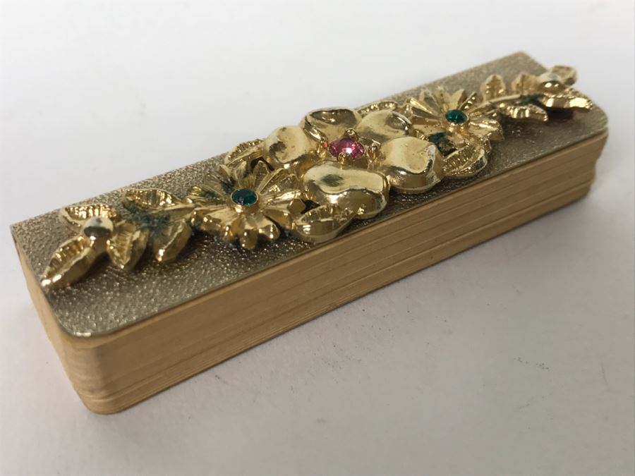 Vintage Ladies Address Book Fan With Gold Tone Floral Case [Photo 2]