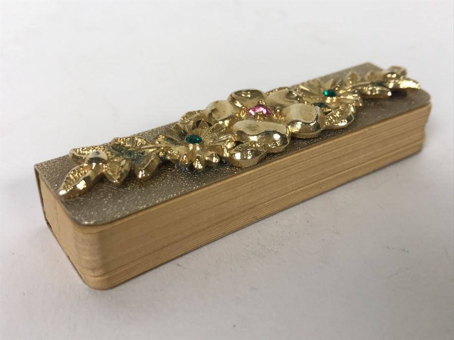 Vintage Ladies Address Book Fan With Gold Tone Floral Case [Photo 8]