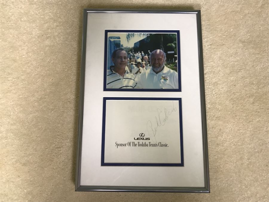 Photo Of Bud Collins With Bud Collins Signature On Toshiba Tennis Classic Lexus Advertising Paper [Photo 1]