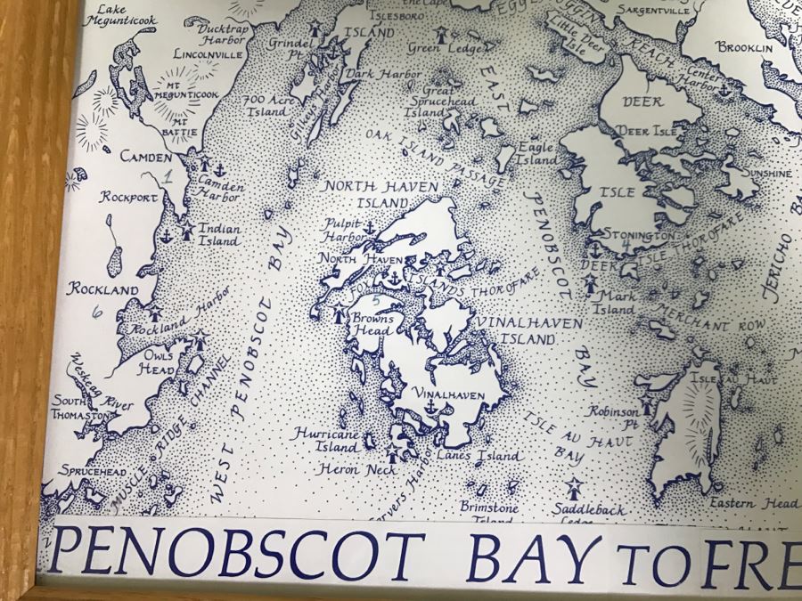 Penobscot Bay To Frenchman Bay Map Signed By Captain Of Schooner Lewis R French Capt Dan Pease [Photo 3]