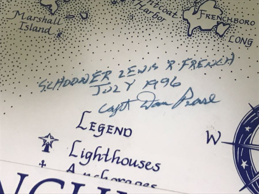 Penobscot Bay To Frenchman Bay Map Signed By Captain Of Schooner Lewis R French Capt Dan Pease [Photo 6]