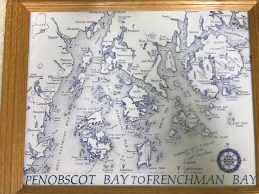 Penobscot Bay To Frenchman Bay Map Signed By Captain Of Schooner Lewis R French Capt Dan Pease [Photo 2]