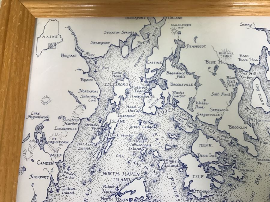 Penobscot Bay To Frenchman Bay Map Signed By Captain Of Schooner Lewis R French Capt Dan Pease [Photo 5]