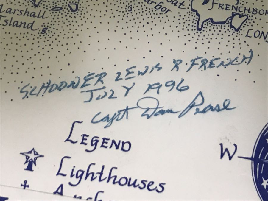 Penobscot Bay To Frenchman Bay Map Signed By Captain Of Schooner Lewis R French Capt Dan Pease [Photo 7]