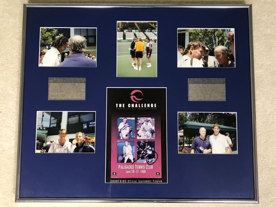 Framed Photos Of Multiple Pro Tennis Players And Palisades Tennis Club Program Signed By John McEnroe, Jimmy Connors, Yannick Noah [Photo 1]