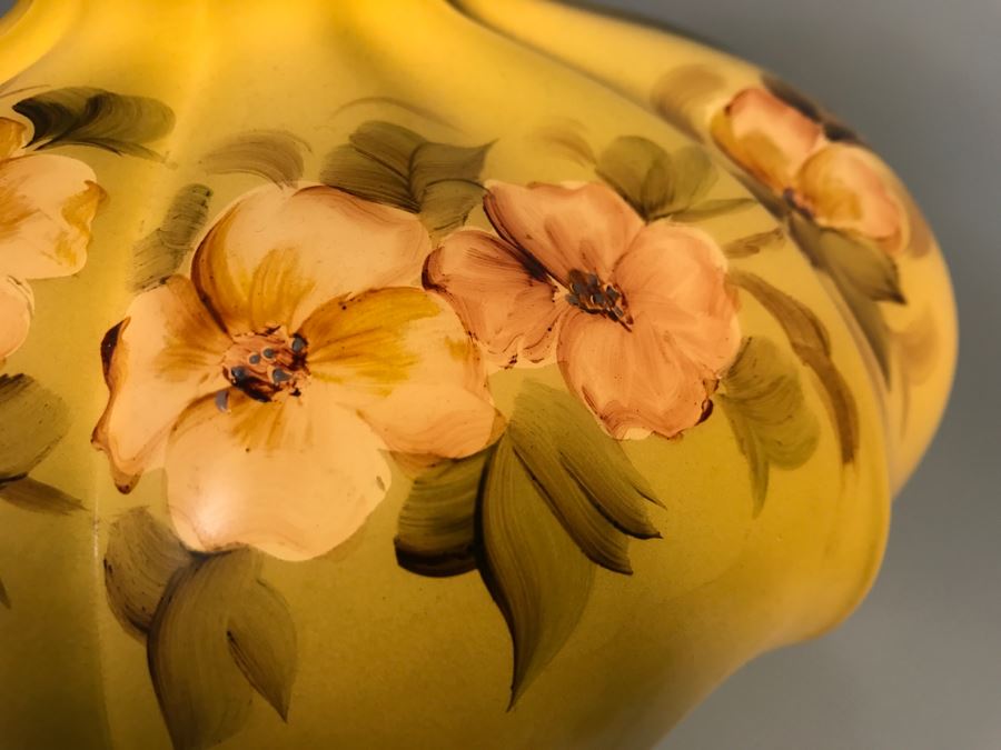 Stunning Antique Hand Painted Glass Oil Lamp That Has Been Electrified [Photo 6]