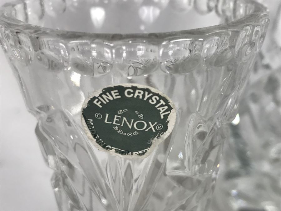 Large Galway Irish Crystal Vase And Pair Of LENOX Fine Crystal Vases