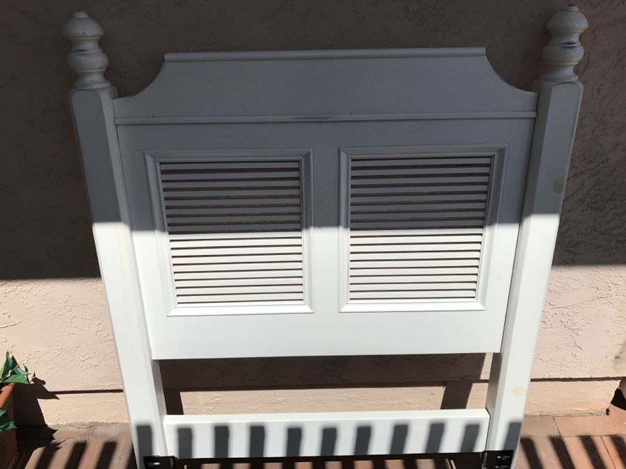 Twin Size White Headboard With Metal Bed Frame, Lexington Luxury Firm Mattress And Box Spring [Photo 4]