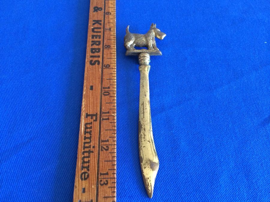 Brass Scottish Terrier Letter Opener - Made in England