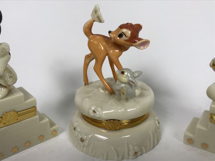 Set Of (3) LENOX Limited Edition DISNEY Treasure Boxes: (2) Mickey And Minnie's 75th Anniversary And Bambi's 60th Anniversary [Photo 2]