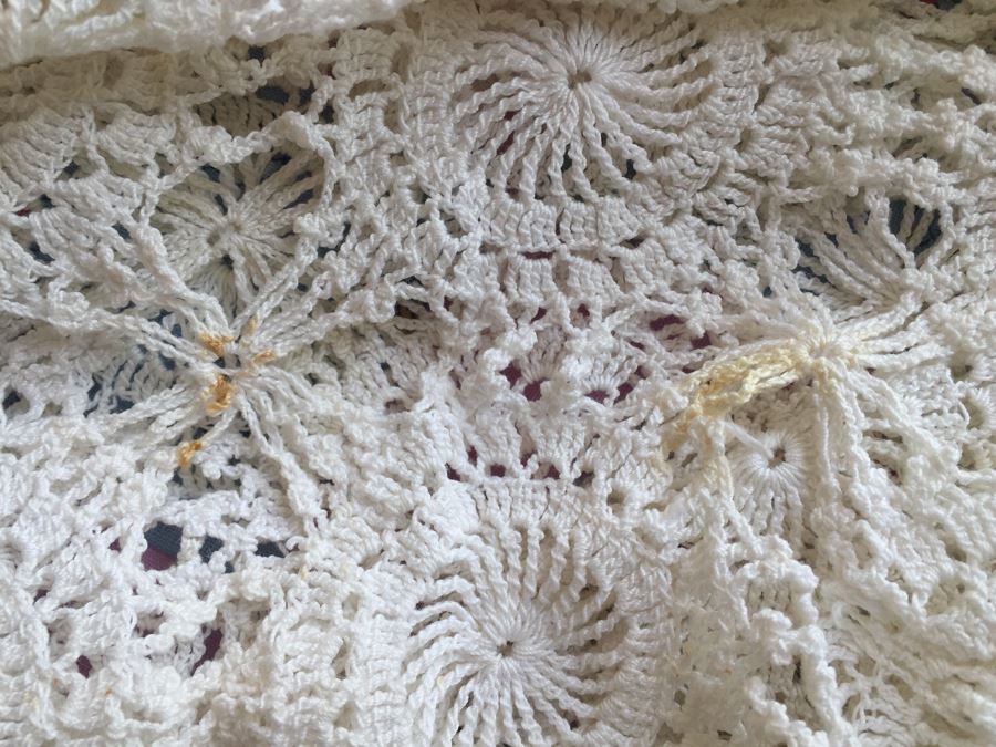 White Crochet Tablecloth And Pair Of Small Quilts [Photo 3]