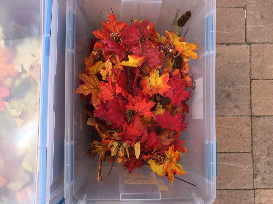 (5) Bins Filled With Fall Decorations, Home Decor, Artificial Flower Arrangements [Photo 5]
