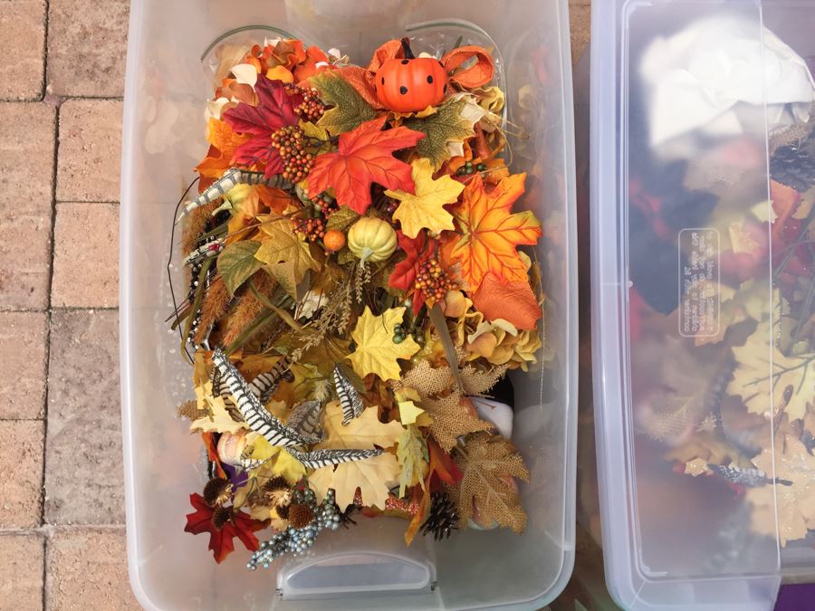 (5) Bins Filled With Fall Decorations, Home Decor, Artificial Flower Arrangements [Photo 3]