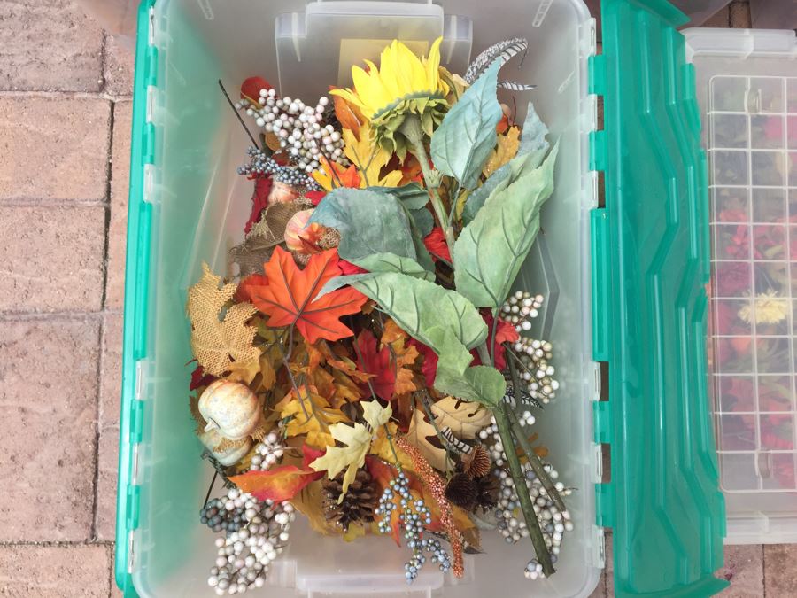 (5) Bins Filled With Fall Decorations, Home Decor, Artificial Flower Arrangements [Photo 7]