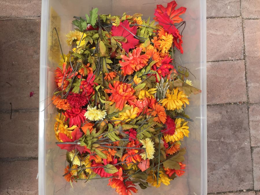 (5) Bins Filled With Fall Decorations, Home Decor, Artificial Flower Arrangements [Photo 6]