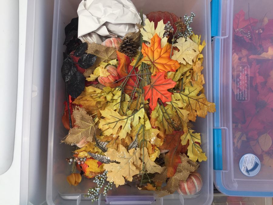 (5) Bins Filled With Fall Decorations, Home Decor, Artificial Flower Arrangements [Photo 4]