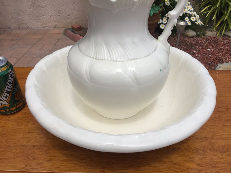 Signed White Pitcher And Wash Basin [Photo 7]