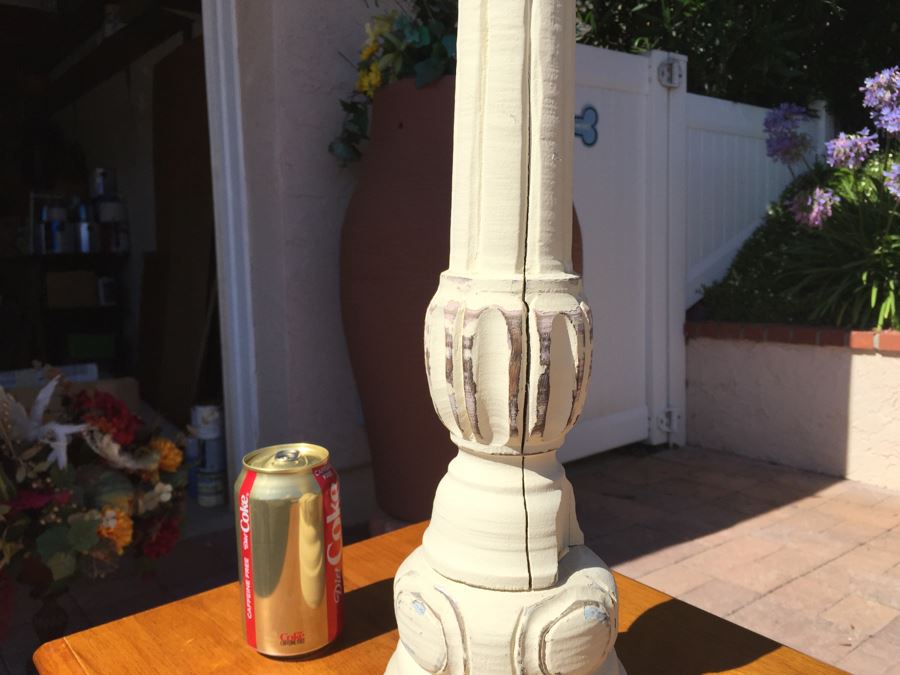 Pair Of Large Wooden Turned Candle Holders [Photo 2]