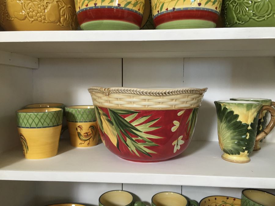 JUST ADDED - Contents Of Corner Cabinet Containing Six Shelves Of Bowls, Plates, Trays, Cups, Pitcher [Photo 5]