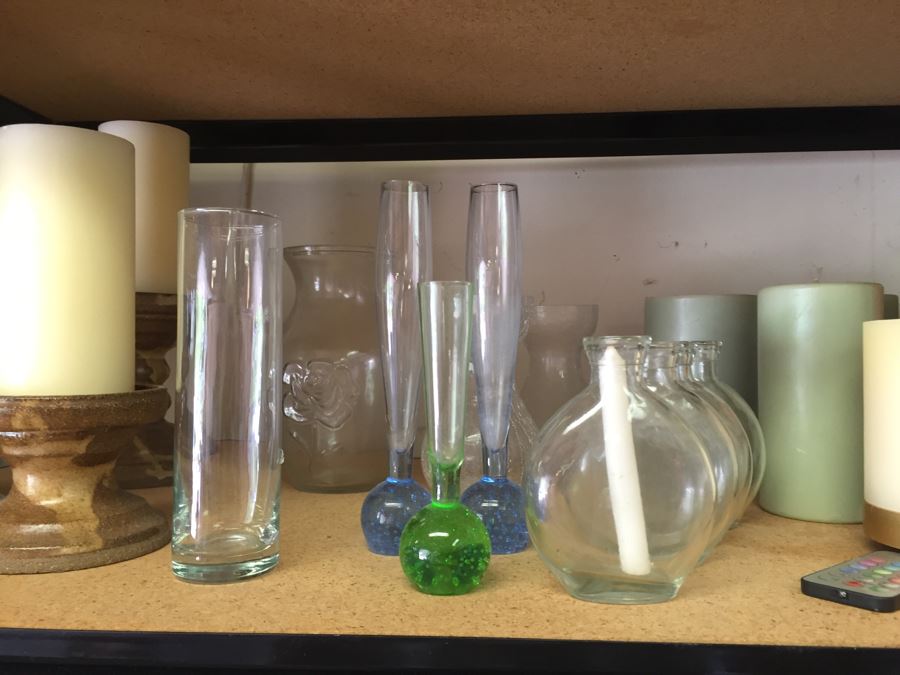 (2) Shelves Of Vases, Candles, And Candle Holders [Photo 7]