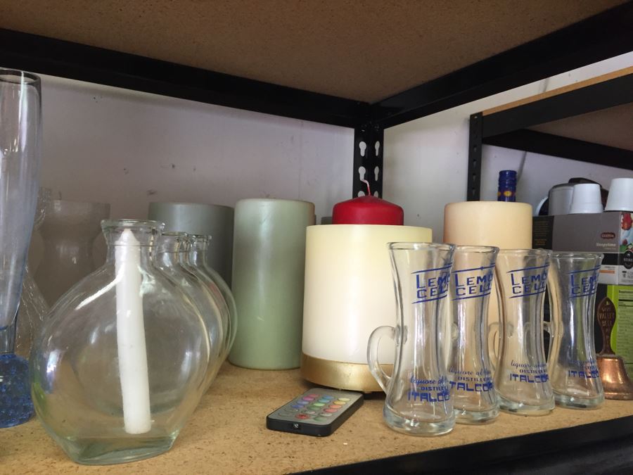 (2) Shelves Of Vases, Candles, And Candle Holders [Photo 10]