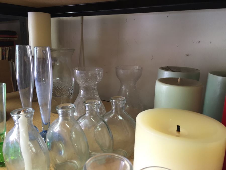 (2) Shelves Of Vases, Candles, And Candle Holders [Photo 12]